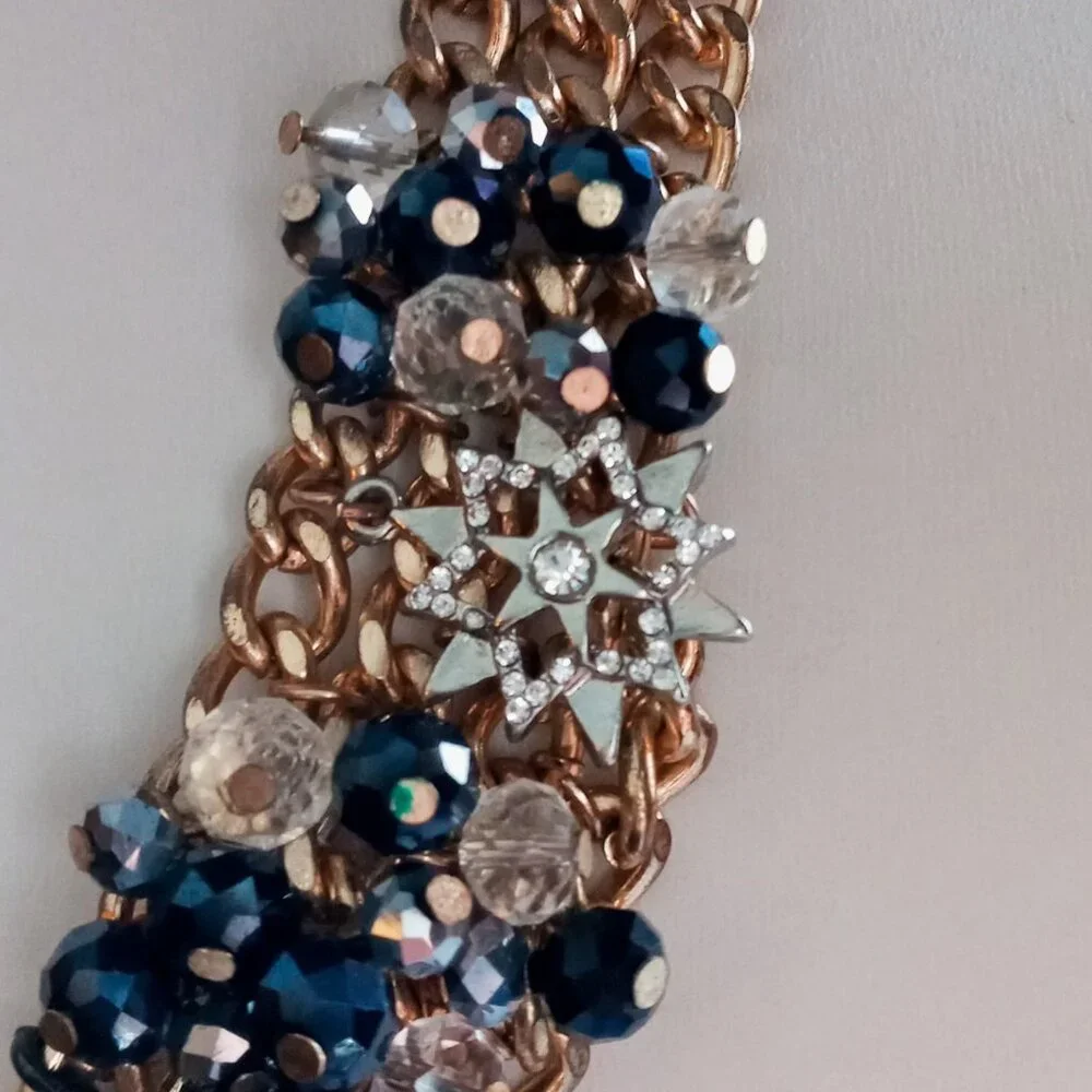 ⭐️HOST PICK! Stunning Starburst Statement Chunky Necklace Black Gold Silver Glam - Picture 8 of 15